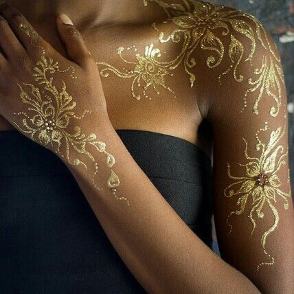 3 sheets Golden White Temporary Tattoo - Picture 12 of 15